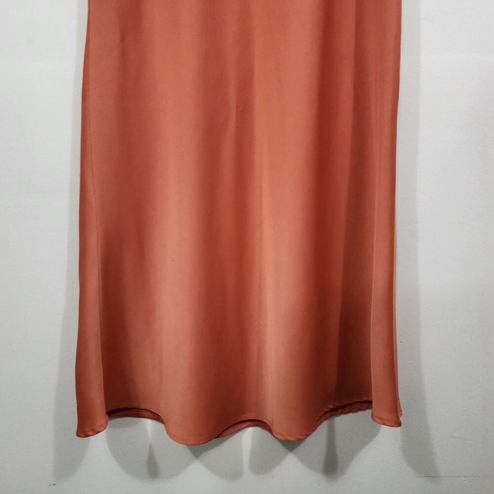 A Loves A Dillard's Long Pull-on Satin Maxi Skirt Rust Orange A-line Womens XS - Picture 15 of 16